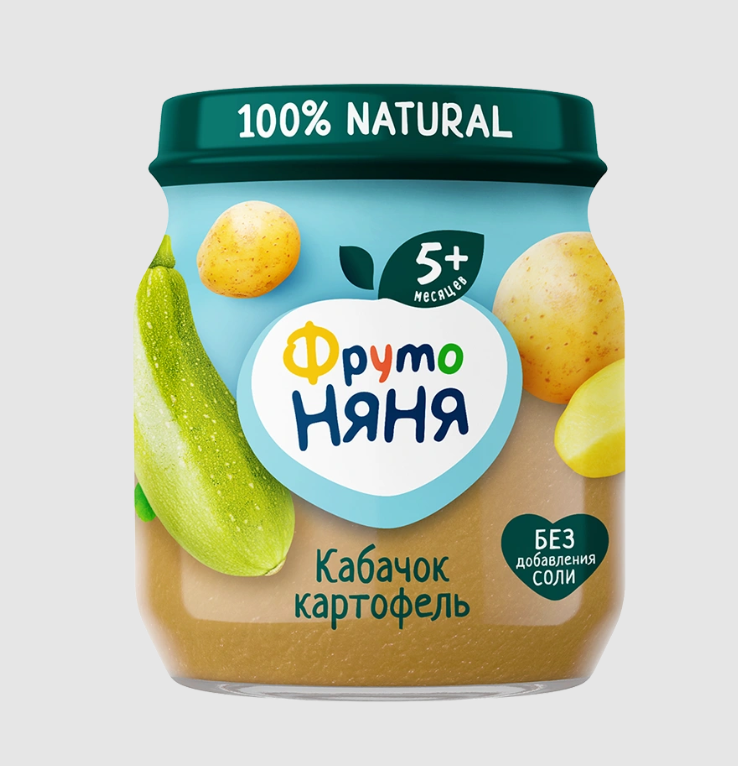 Фруто ПРОДУКТЫ ДЛЯ ДЕТЕЙ Фруто Няня пюре кабачков и картофеля 110гр.