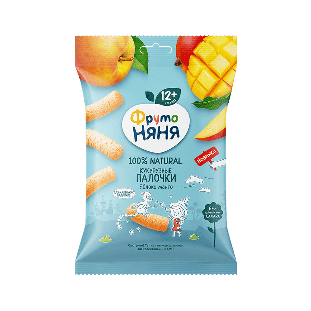 Фруто ПРОДУКТЫ ДЛЯ ДЕТЕЙ Фруто Няня кукурузные палочки яблоко манго12м+ 20г