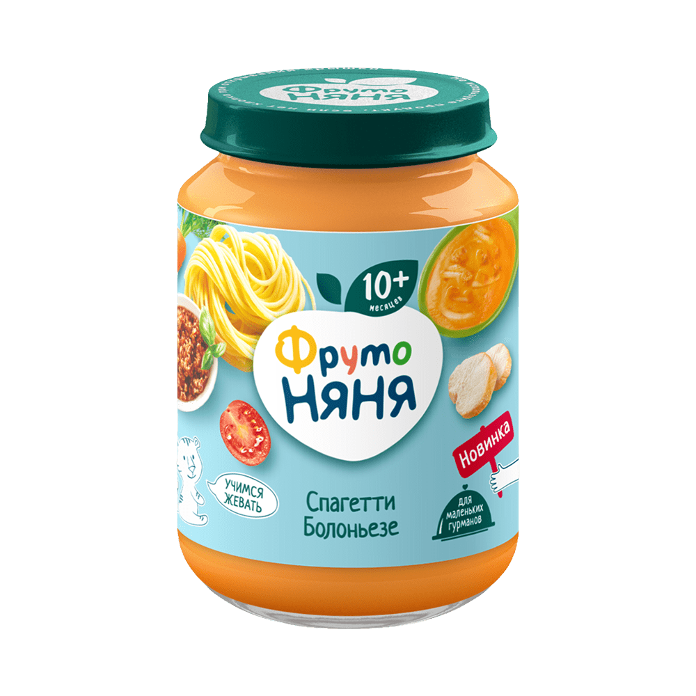 Фруто ПРОДУКТЫ ДЛЯ ДЕТЕЙ Фруто Няня пюре спагетти болоньезе 10м+190г