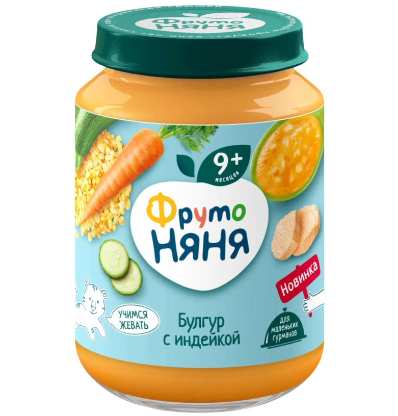 Фруто ПРОДУКТЫ ДЛЯ ДЕТЕЙ Фруто Няня пюре булгур с индейкой 9м+190г