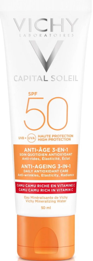 Виши CARE PRODUCTS Vichy Sunscreen SPF50+ 3in1 anti-aging with antioxidants for face 50ml #5231