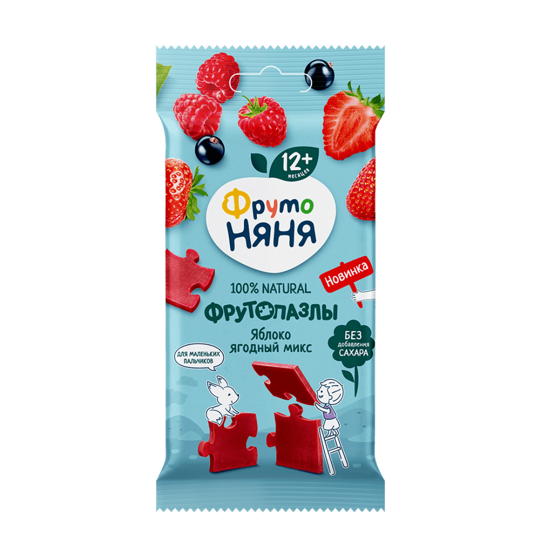 Фруто FOR KIDS Fruto Nyanya fruit puzzles apple, berry mix 12+ months 20g