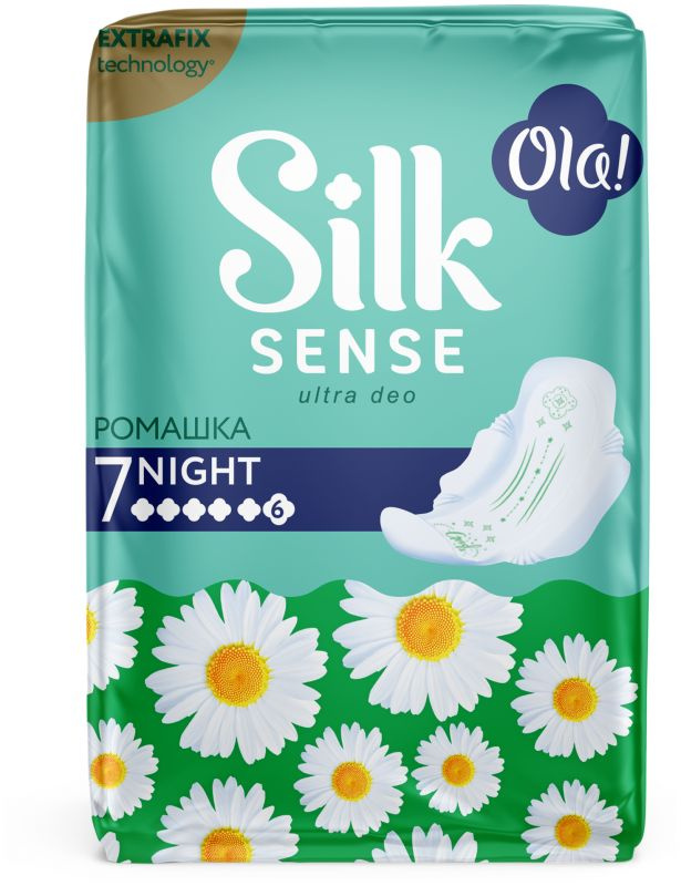 Ола ԽՆԱՄՔԻ ՄԻՋՈՑՆԵՐ Ола еж.прокладки silk sense ромашка ночные 7шт. /0107