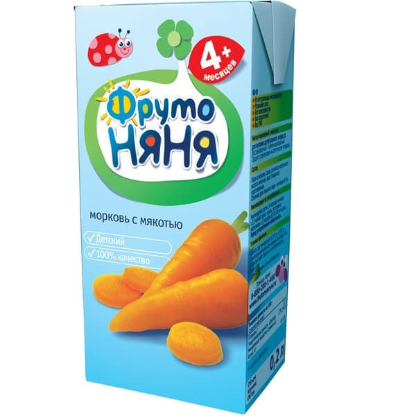 Фруто FOR KIDS Fruto Nyanya carrot nectar with pulp 4m+ 0.2l