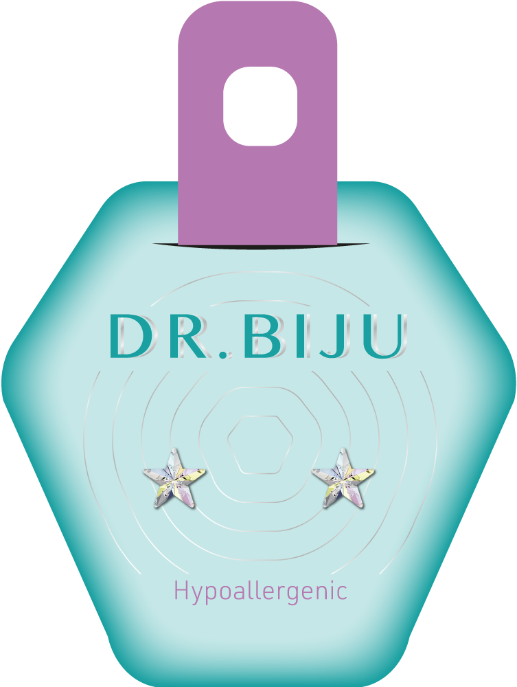 Др.Бижу MEDICAL SUPPLIES Dr Biju hypoallergenic earrings Star 5.0 MM Aurora Boreale