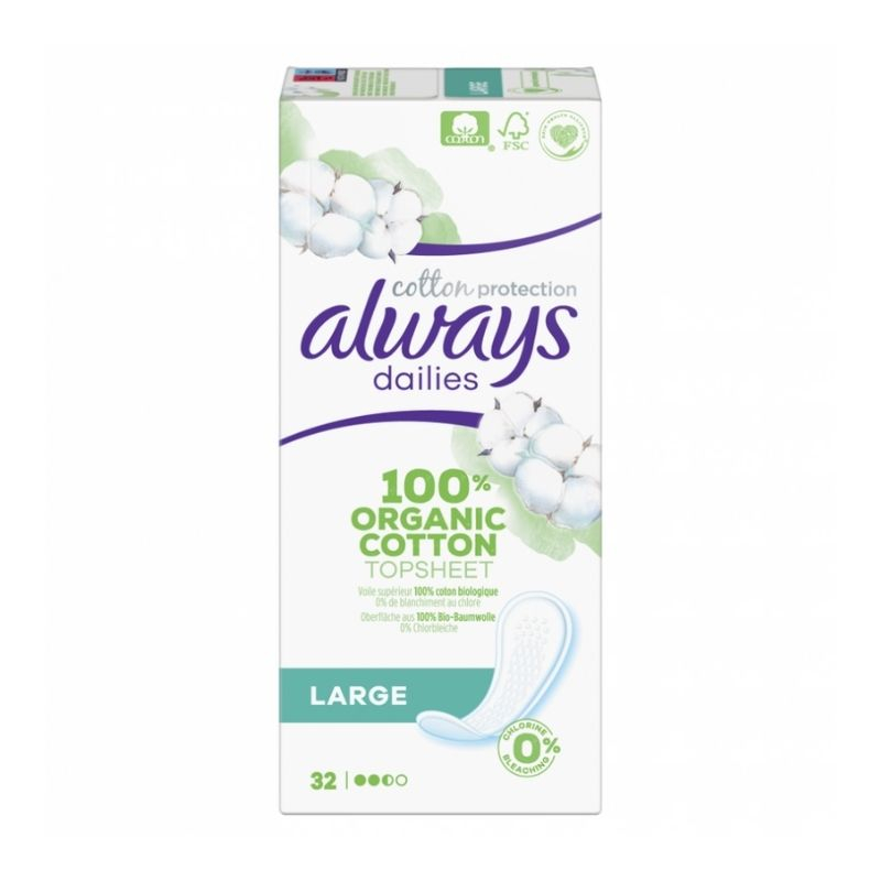 Олвейс CARE PRODUCTS Олвейс ежедневные прокладки cotton лардж 32шт