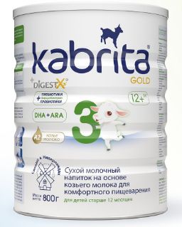 Кабрита ПРОДУКТЫ ДЛЯ ДЕТЕЙ Кабрита голд 3 смесь на основе козьего молока 12м+ 800г