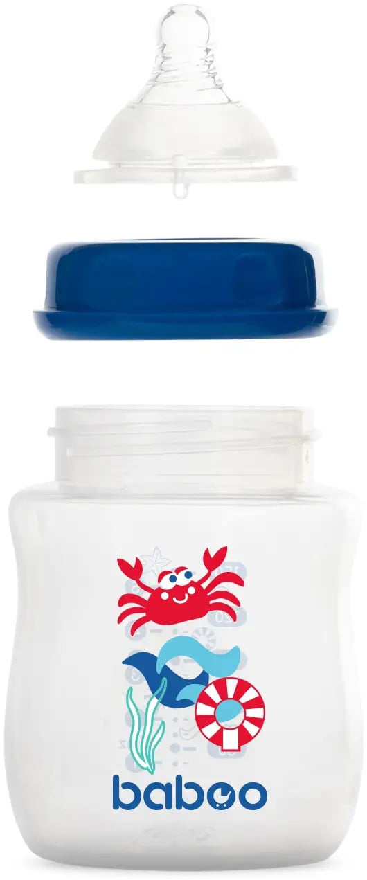 Бабуу FOR KIDS Baboo Anti-Colic feeding bottle, red, Marine, 150ml