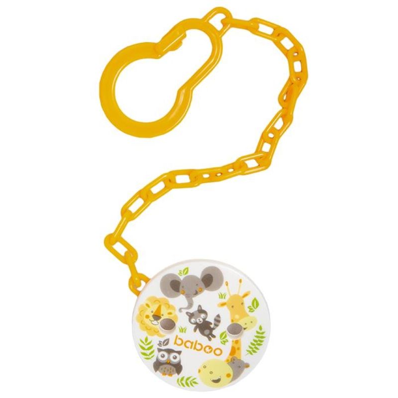 Бабуу ПРОДУКТЫ ДЛЯ ДЕТЕЙ Бабу текстильная клипса-держатель для пустышек Safari 0+ месяцев