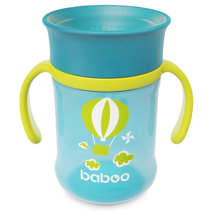 Бабуу ПРОДУКТЫ ДЛЯ ДЕТЕЙ Бабу зеленая кружка-поильник 360° Transport 300мл 6+ месяцев