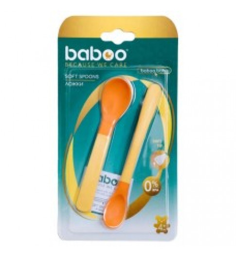 Бабуу FOR KIDS Baboo soft-tip spoons, yellow, 2pc, 4m+