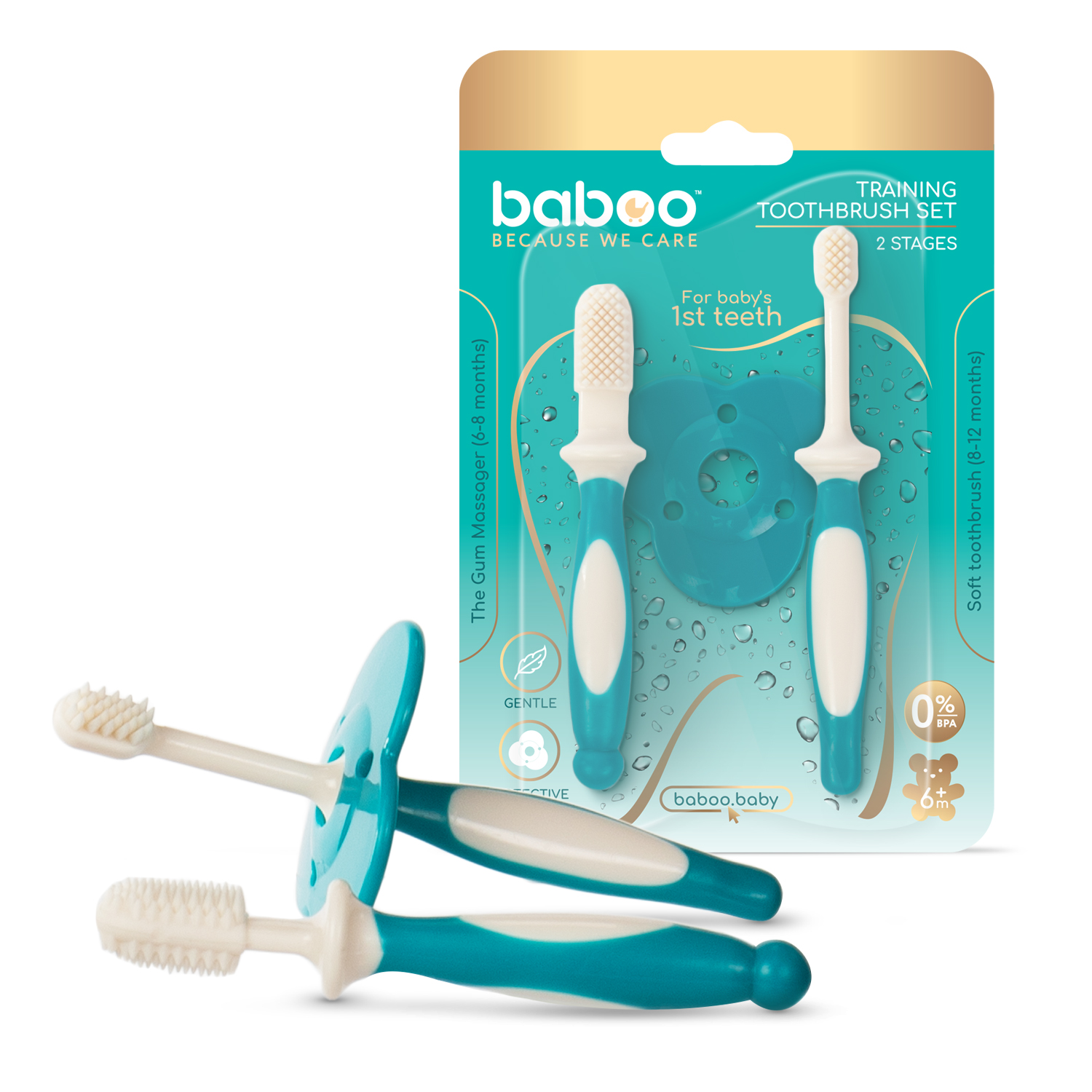 Бабуу FOR KIDS Baboo toothbrush set, 2pcs, 6m+