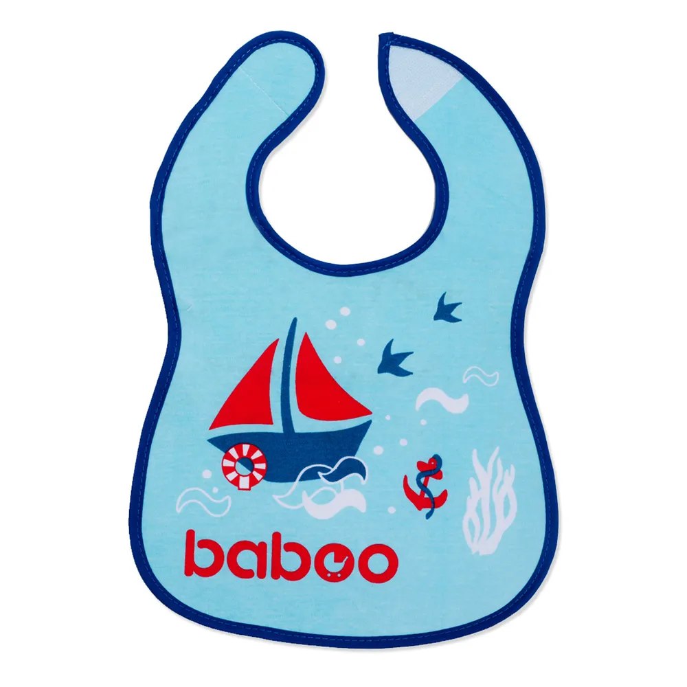 Бабуу FOR KIDS Baboo cotton waterproof bib, Marine