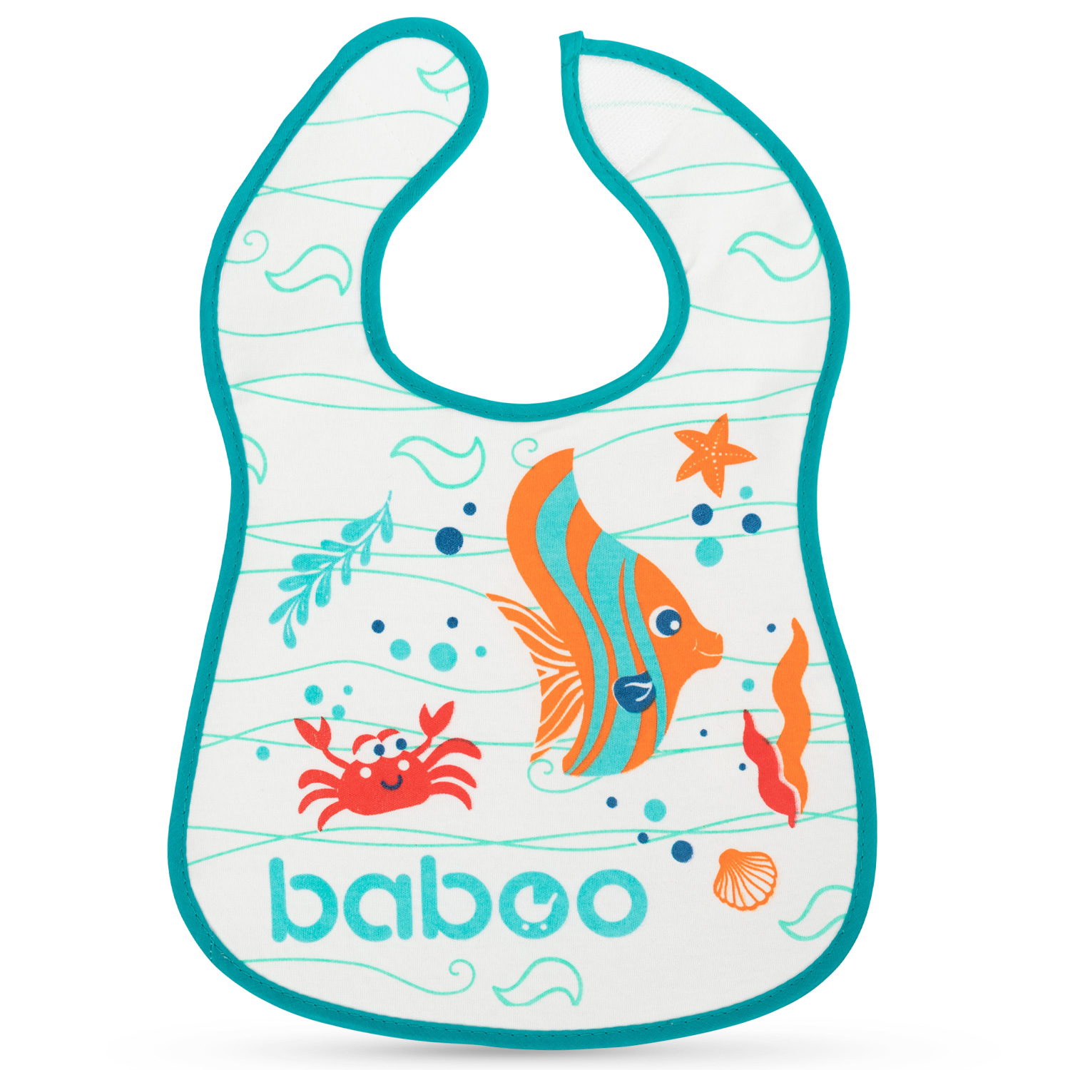 Бабуу FOR KIDS Baboo cotton waterproof bib, Sea Life