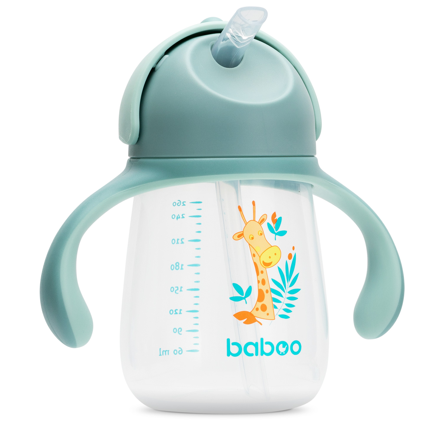 Бабуу FOR KIDS Baboo safari spill-proof cup with straw 260ml 9+ months