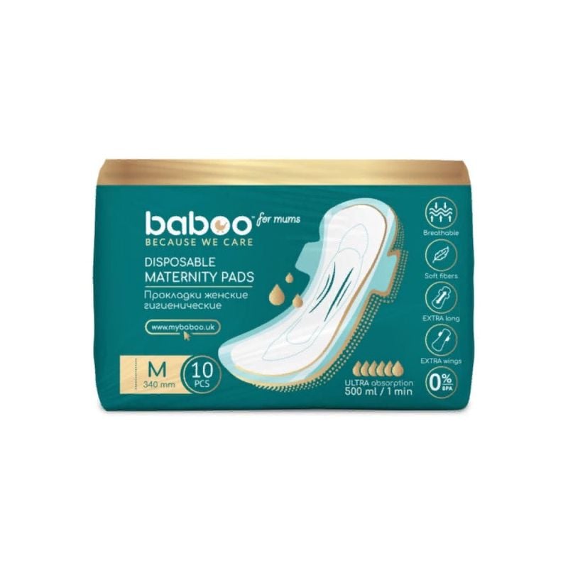 Бабуу FOR KIDS Baboo disposable maternity pads 10pcs, M