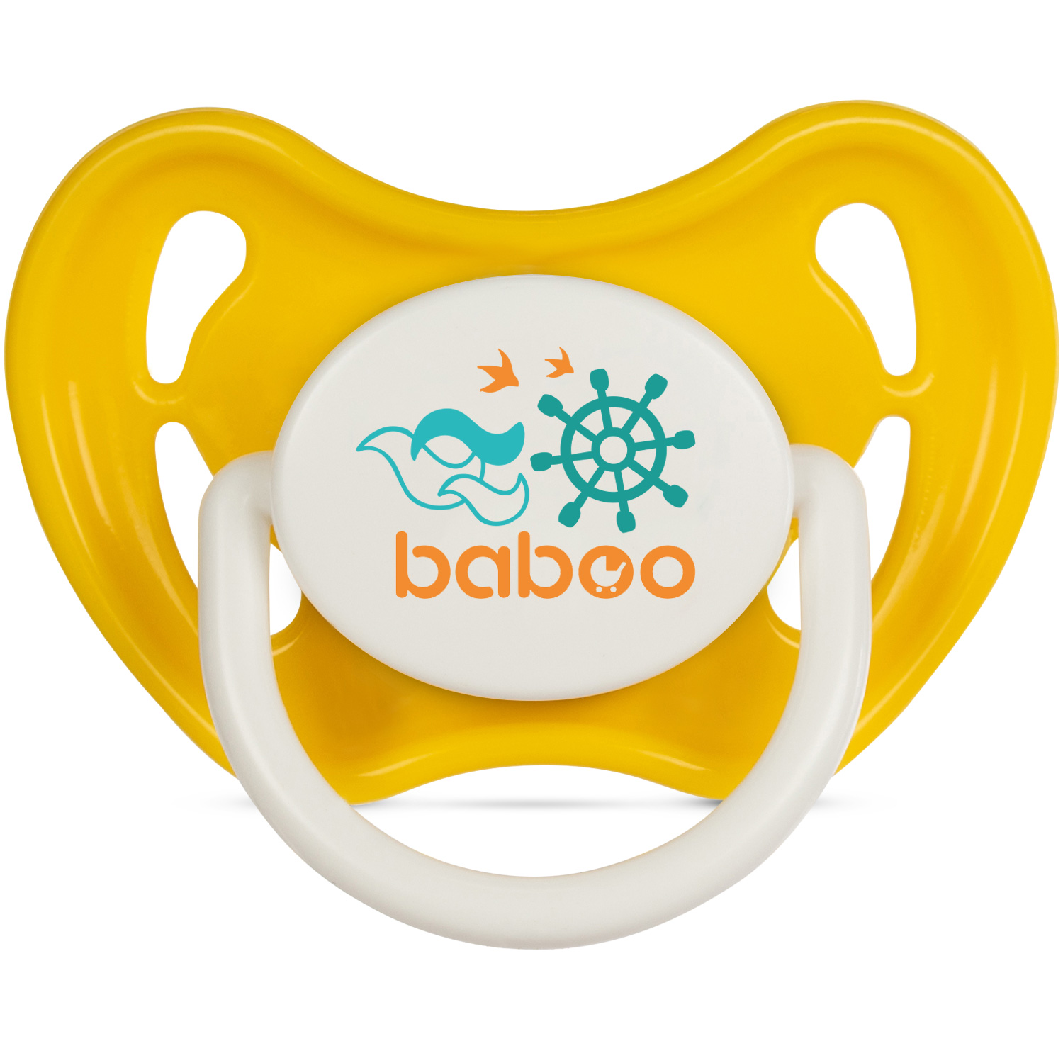 Бабуу FOR KIDS Baboo latex round soother, yellow, Marine, 0m+
