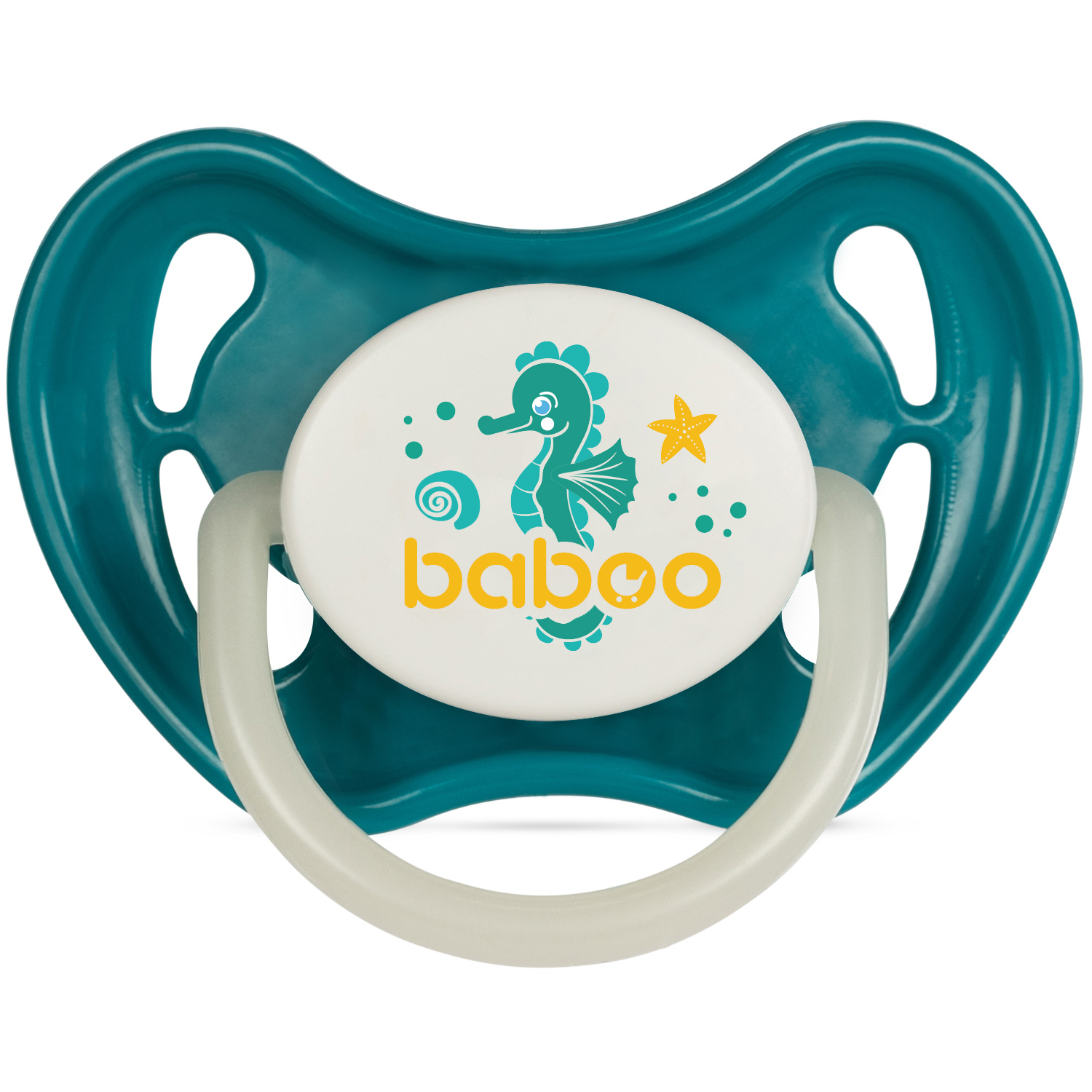 Бабуу FOR KIDS Baboo latex round night turquoise pacifier Sea Life 6+ months