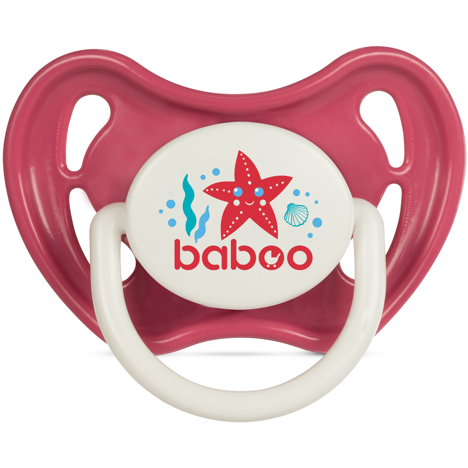 Бабуу FOR KIDS Baboo latex symmetrical pink pacifier Sea Life 6+ months