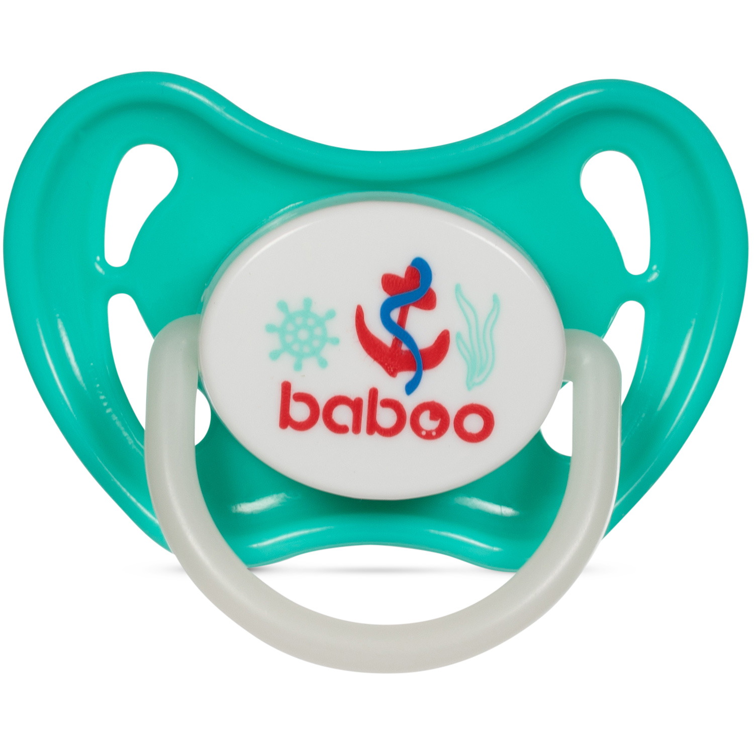 Бабуу FOR KIDS Baboo silicone round night mint pacifier Marine 0+ months