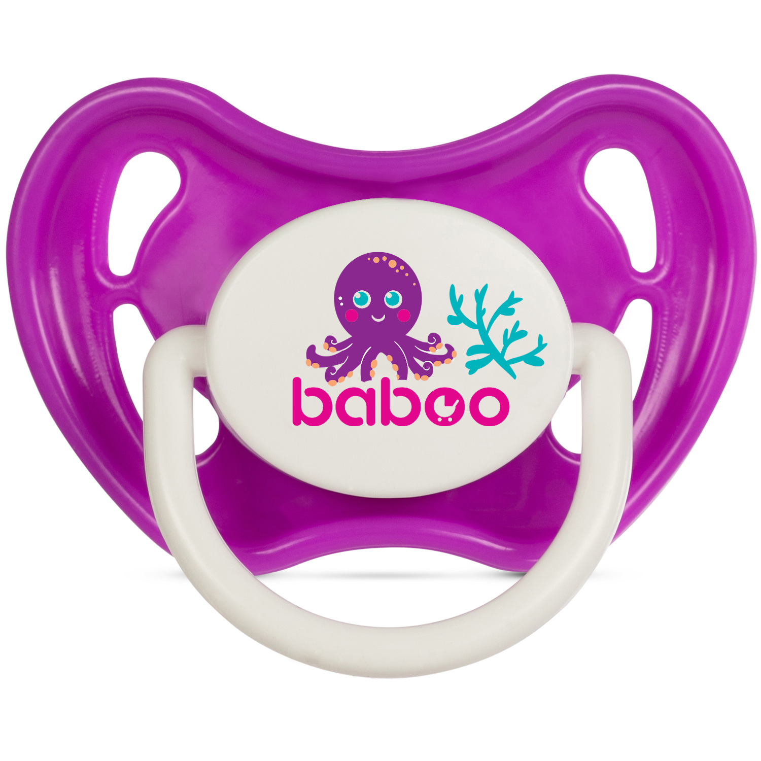 Бабуу FOR KIDS Baboo silicone round purple pacifier Sea Life 0+ months