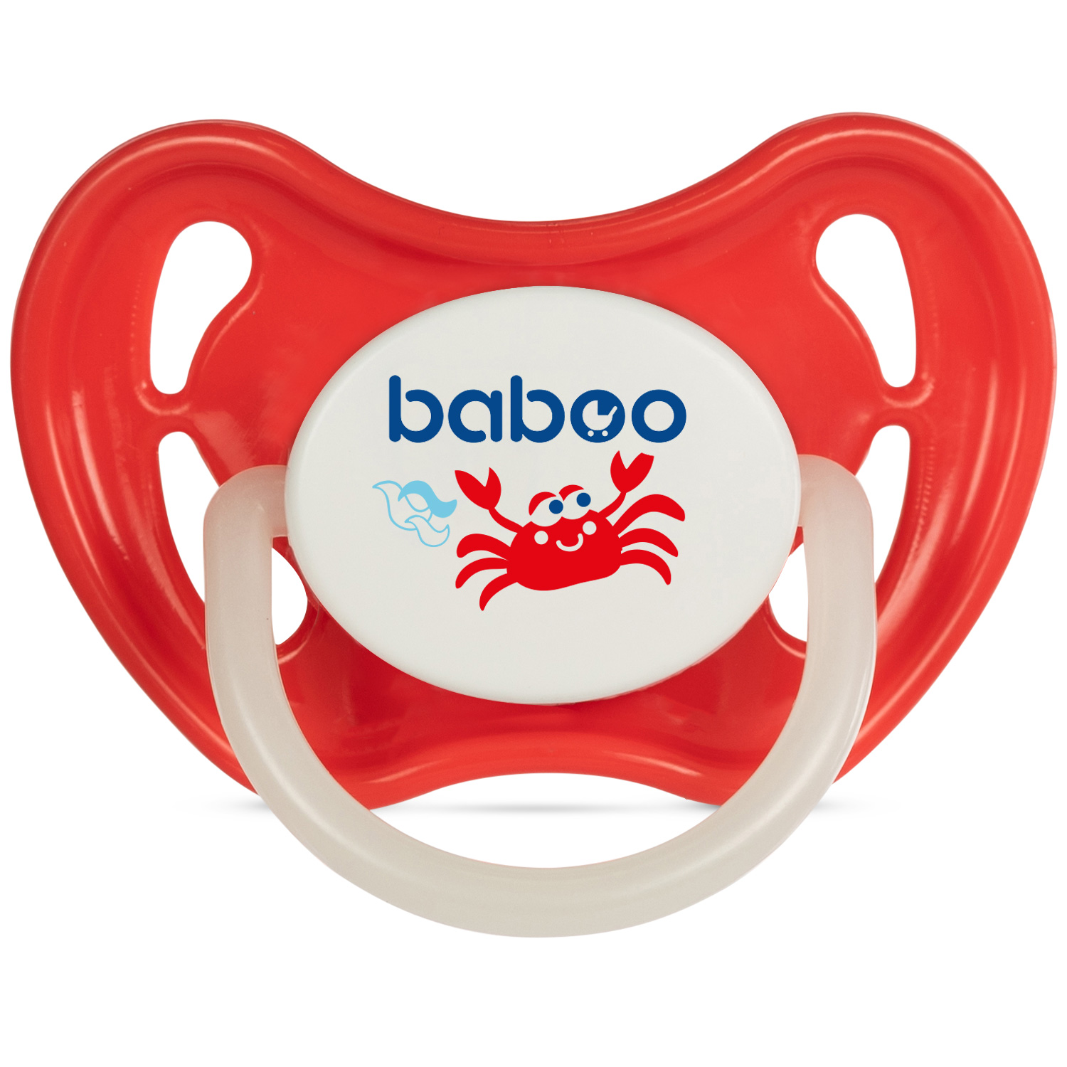 Бабуу FOR KIDS Baboo red silicone symmetrical night nipple Marine 6+ months