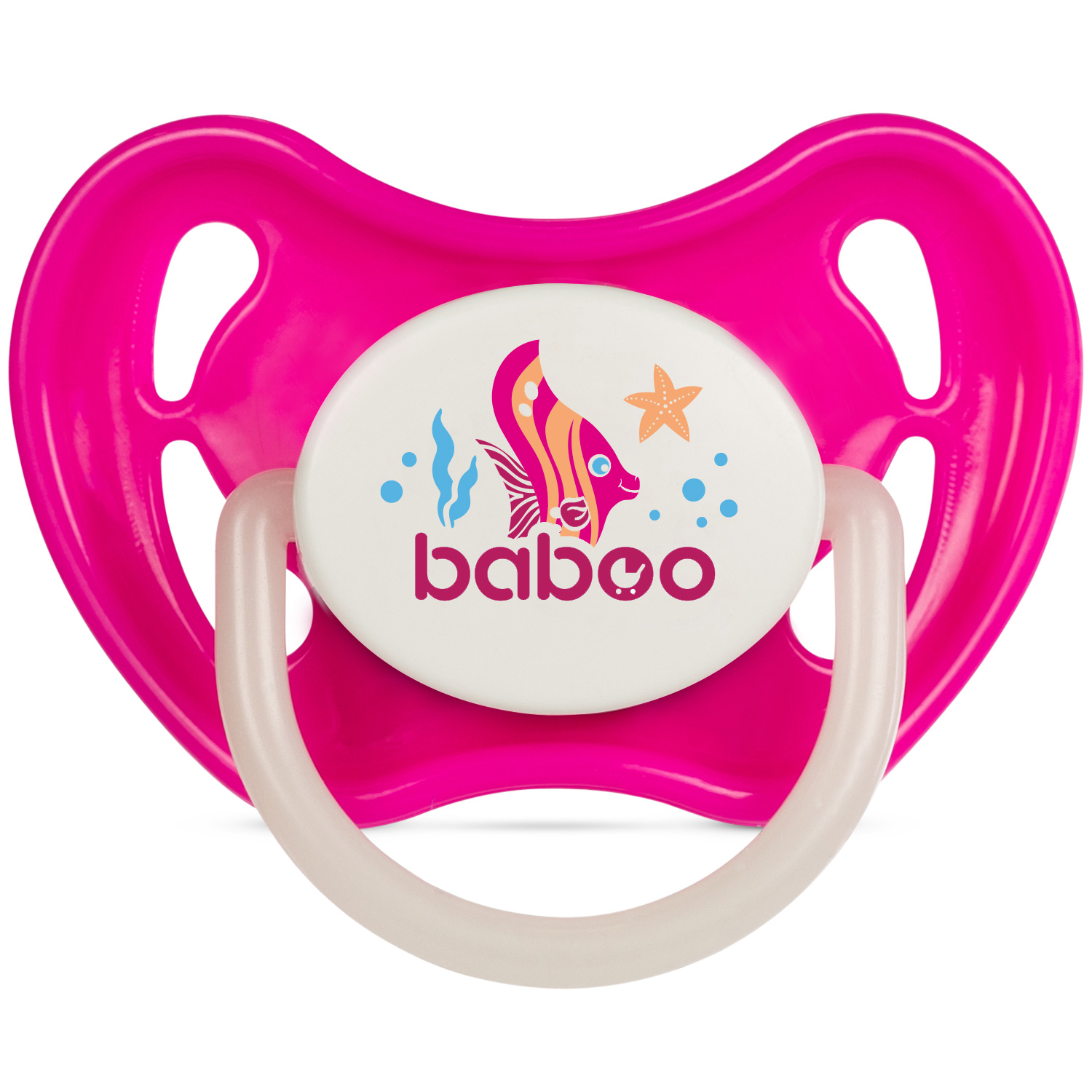 Бабуу FOR KIDS Baboo pink silicone symmetrical night nipple Sea Life 6+ months