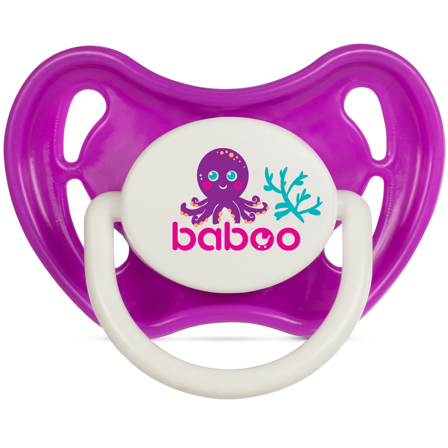 Бабуу FOR KIDS Baboo silicone symmetrical purple nipple Sea Life 0+ months