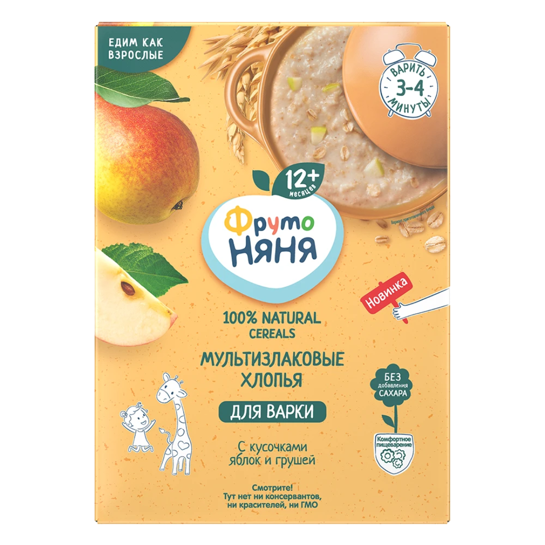 Фруто FOR KIDS Fruto Nyanya multigrain porridge with apples and pears 12+ months 200g