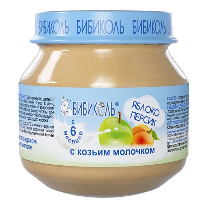 Бибиколь FOR KIDS Bibicall puree with goat milk, apple, peach from 6 months 80g