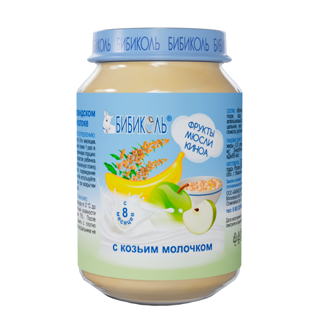 Бибиколь FOR KIDS Бибиколь мюсли фруктовые киноа с козьим молочком с8м.190г.