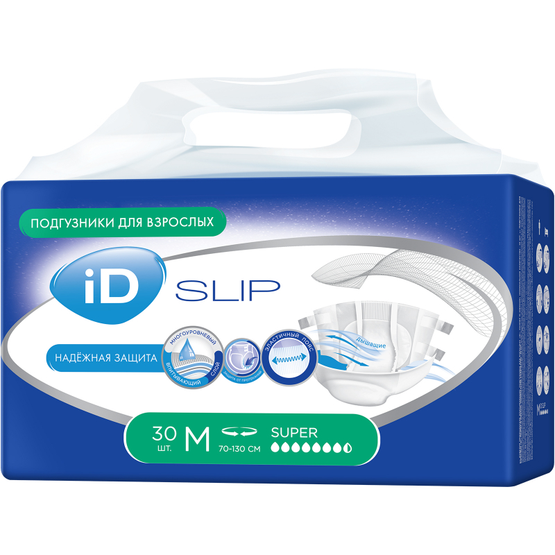 Айди CARE PRODUCTS ID Slip Super M pampers 7,5 drops 70-130cm N30