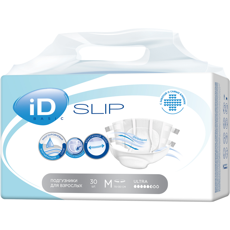 Айди CARE PRODUCTS ID Slip Super Ultra M pampers 5,5 drops 70-120cm N30