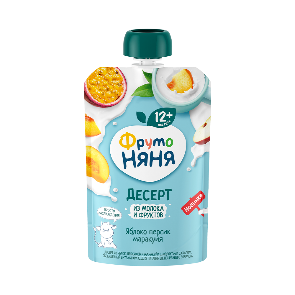 Фруто FOR KIDS Fruto Nyanya milk puree with apple, peach, passion fruit 12+ months 90g