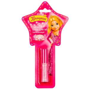 Принцесса FOR KIDS Princess Light baby pink lip gloss with sponge 5ml