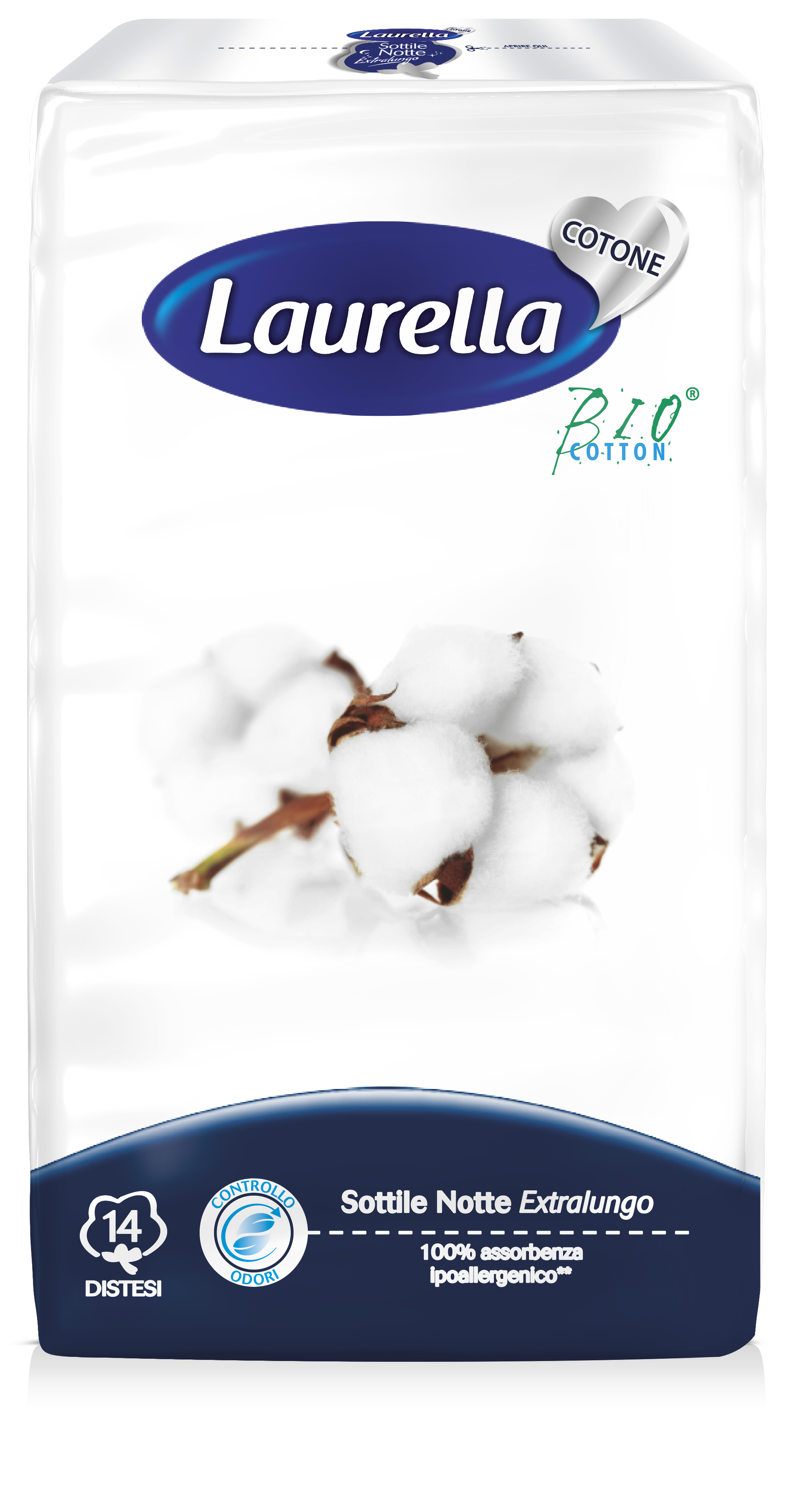 Лаурелла СРЕДСТВА ПО УХОДУ Лаурелла прокладки Bio Cotton Thin Night Extra Long x14 (1005)