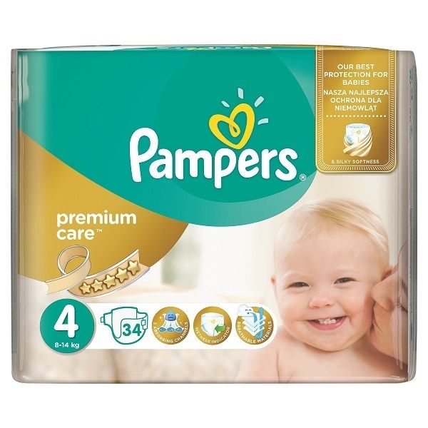 Памперс FOR KIDS Pampers Premium Care diapers #4 9-14kg 34pcs