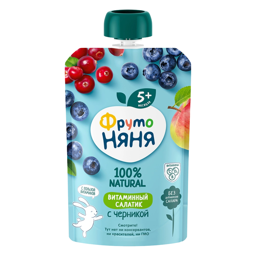 Фруто FOR KIDS Fruto Nyanya puree vitamin salad with blueberry 5+ months 90g