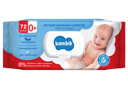 Бамбик FOR KIDS Bambik baby wet wipes 0+ months with linden extract