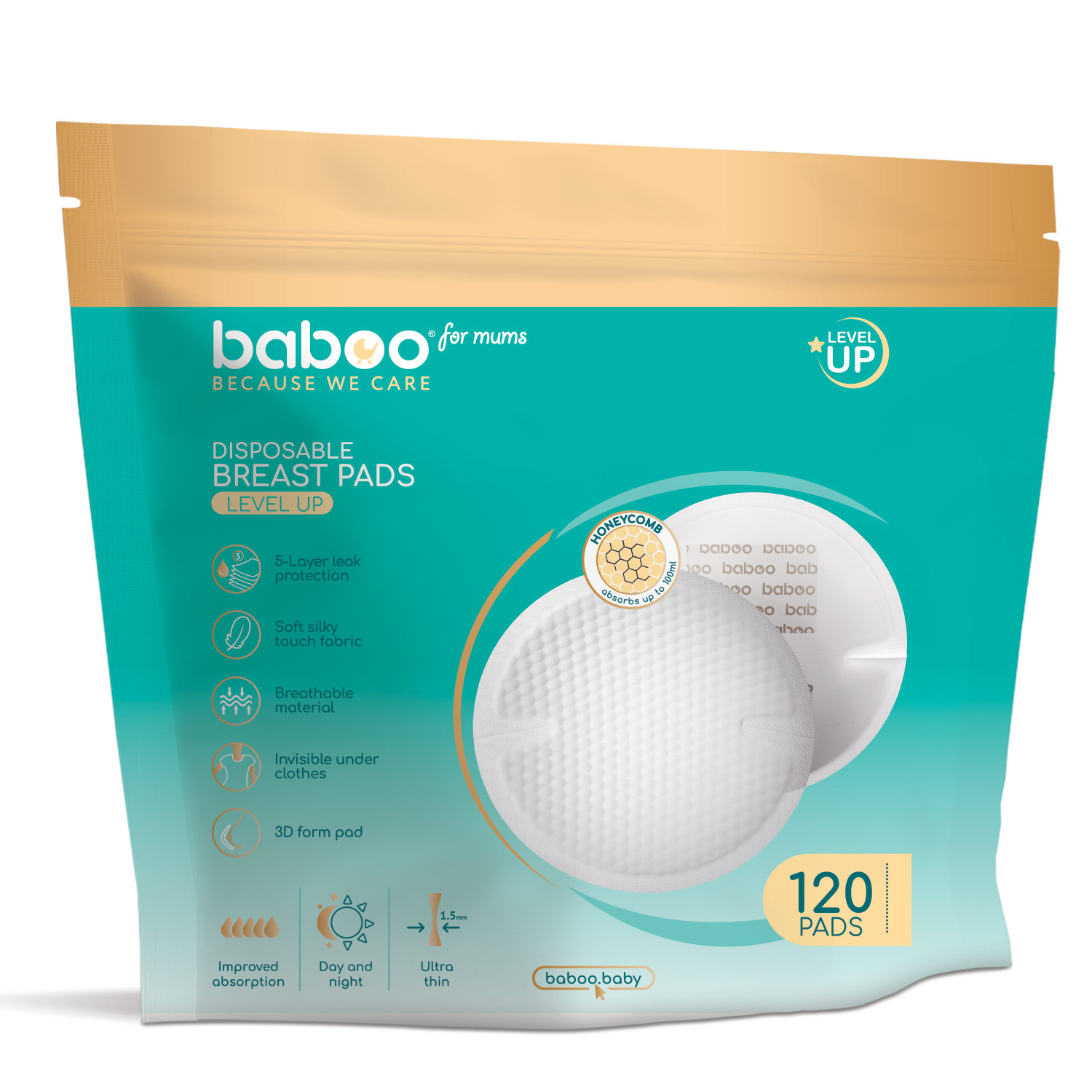 Бабуу FOR KIDS Baboo disposable nursing breast pads 120pcs