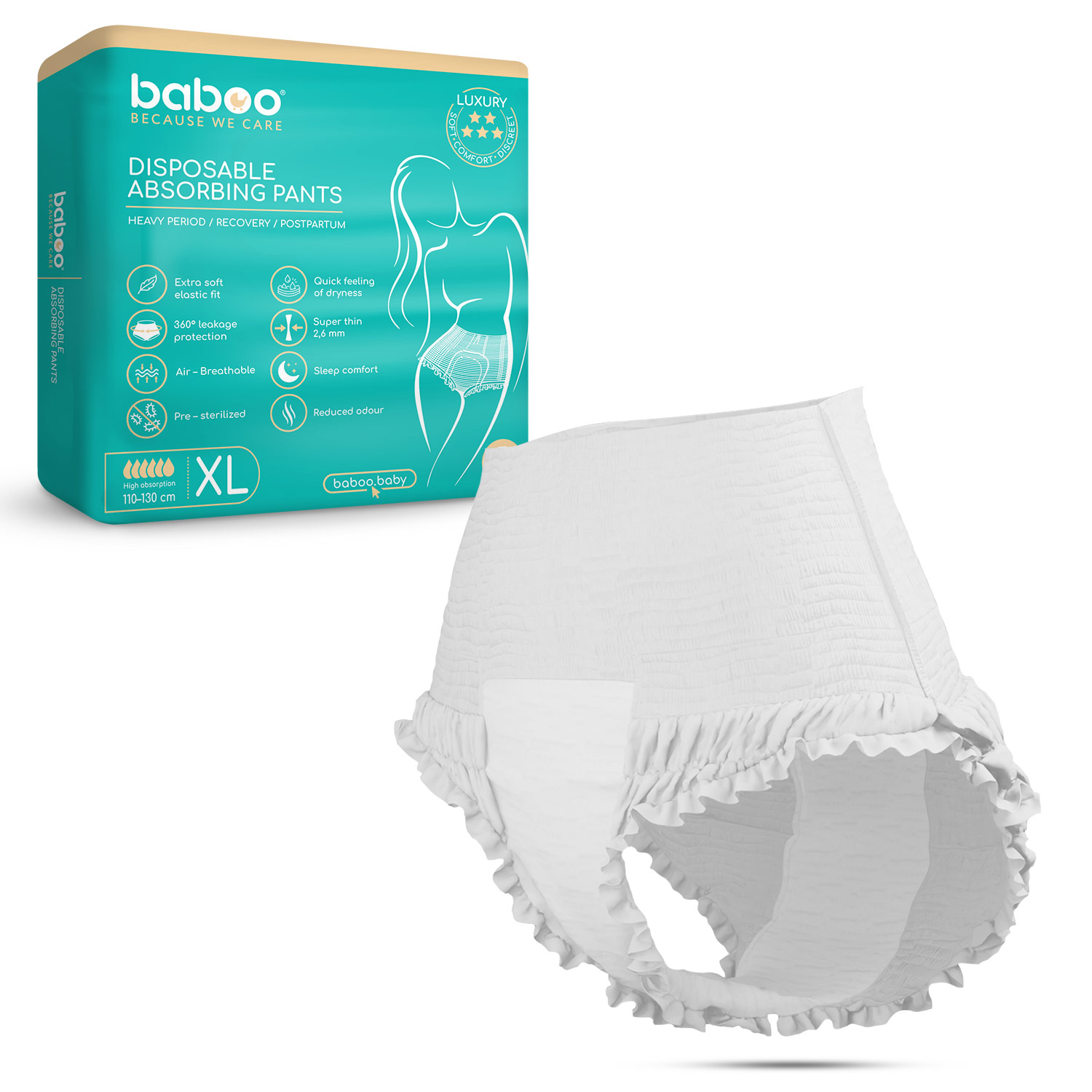 Бабуу FOR KIDS Baboo postpartum disposable absorbing pants XL 5pcs