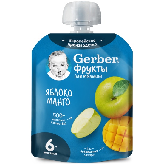 Гербер ПРОДУКТЫ ДЛЯ ДЕТЕЙ Гербер пюре яблоко, манго 6+ месяцев 90г