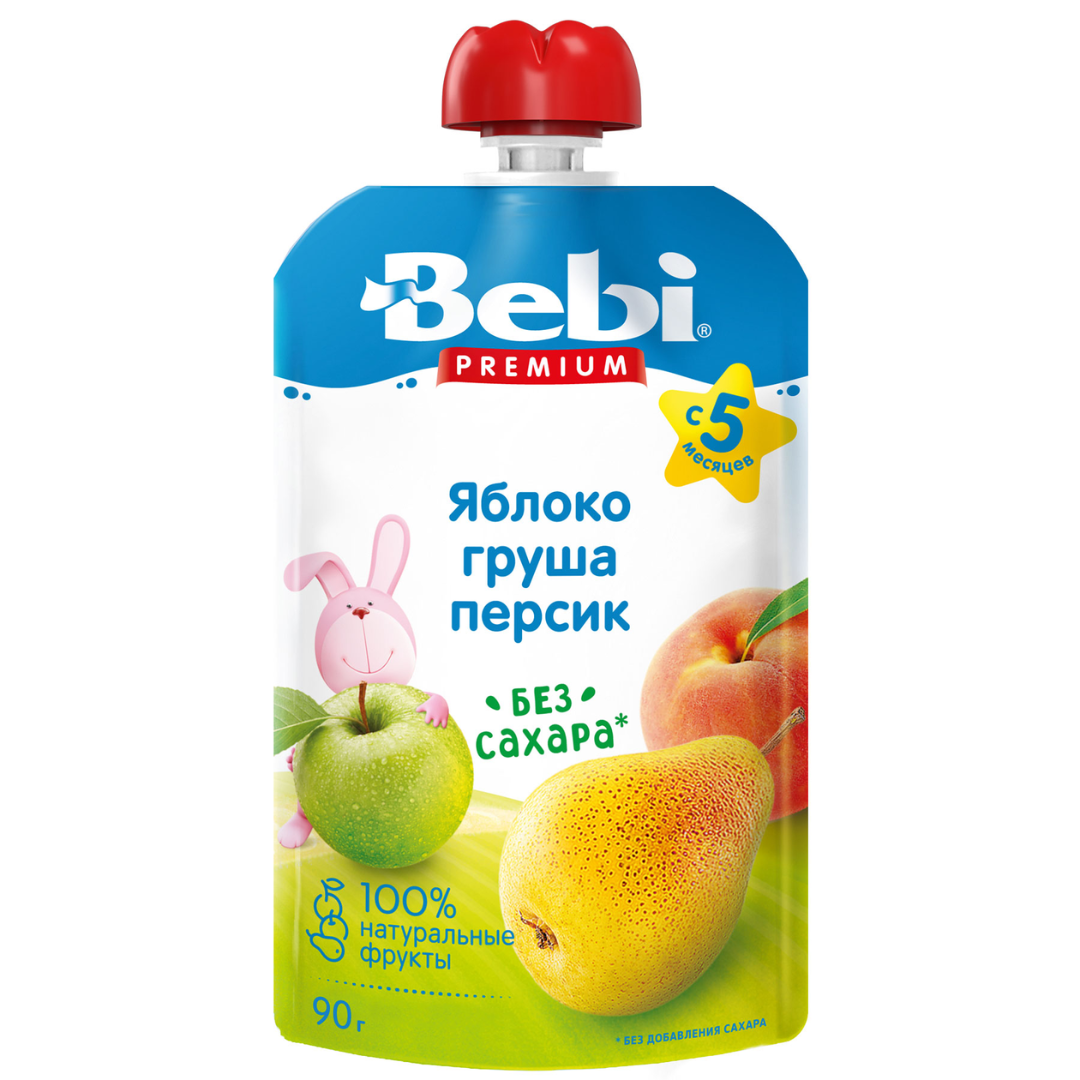 Беби FOR KIDS Bebi premium puree apple, peach 5+ months 90g