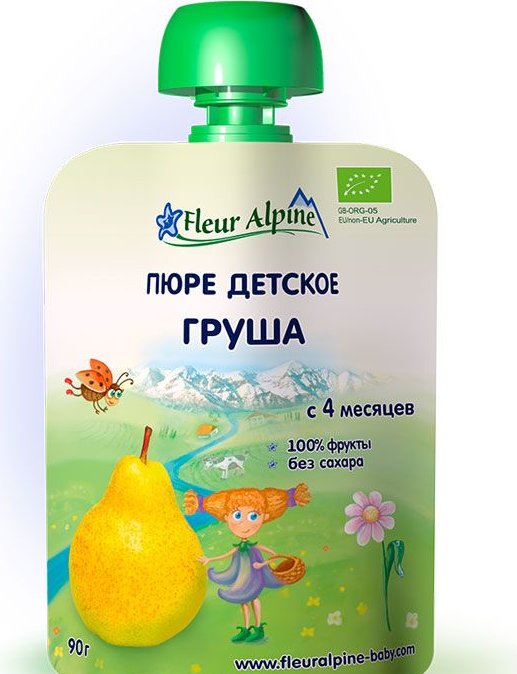 Флер ПРОДУКТЫ ДЛЯ ДЕТЕЙ Флер Альпин пюре груша с4м 90г 00048