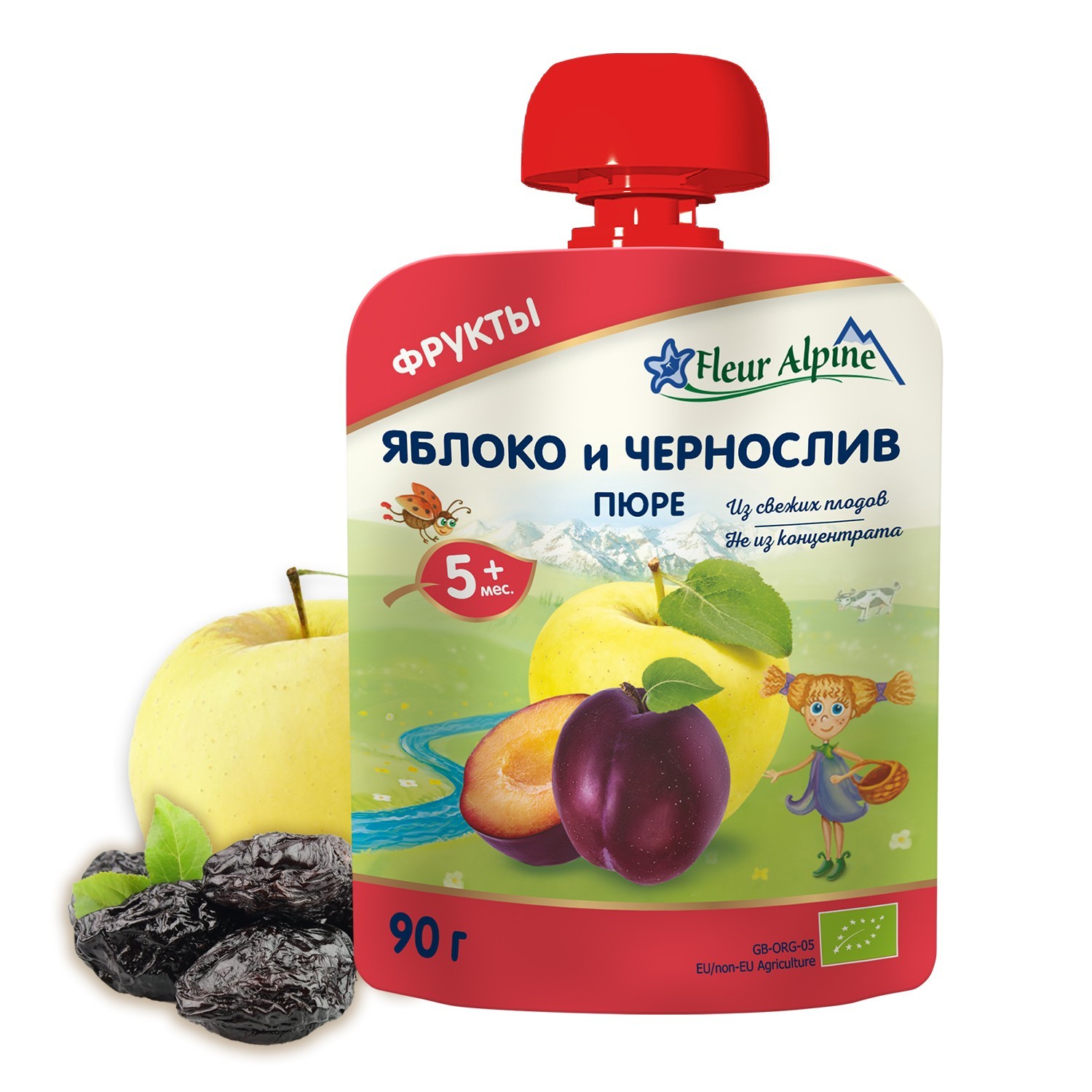 Флер FOR KIDS Fleur Alpine apple, prunes puree 5+ months 90g