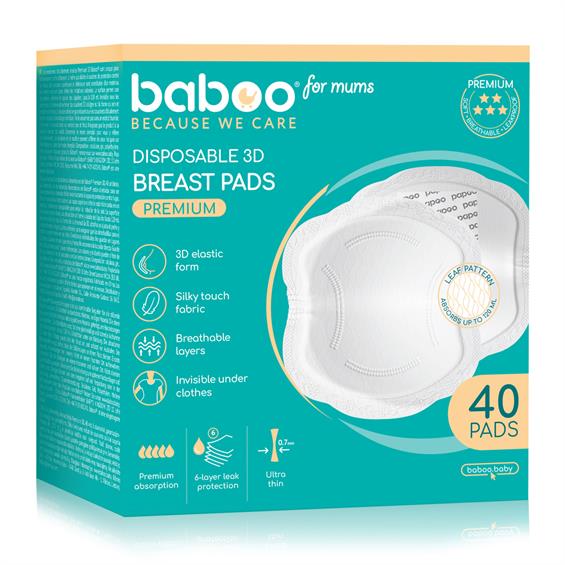Бабуу FOR KIDS Baboo disposable nursing breast pads Premium 3D 40pcs