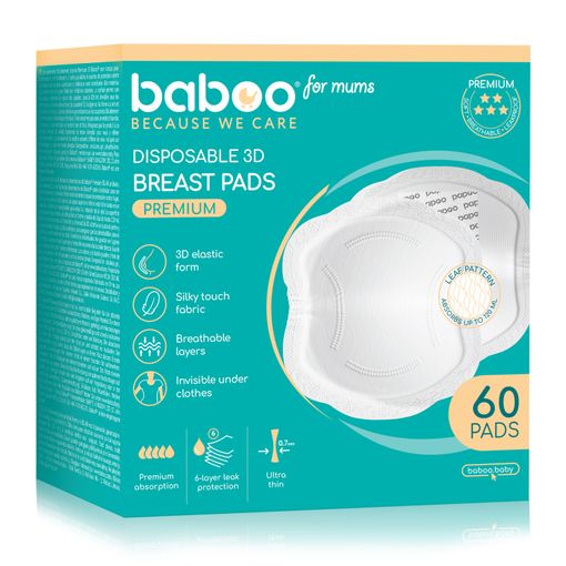 Бабуу FOR KIDS Baboo disposable nursing breast pads Premium 3D 60pcs
