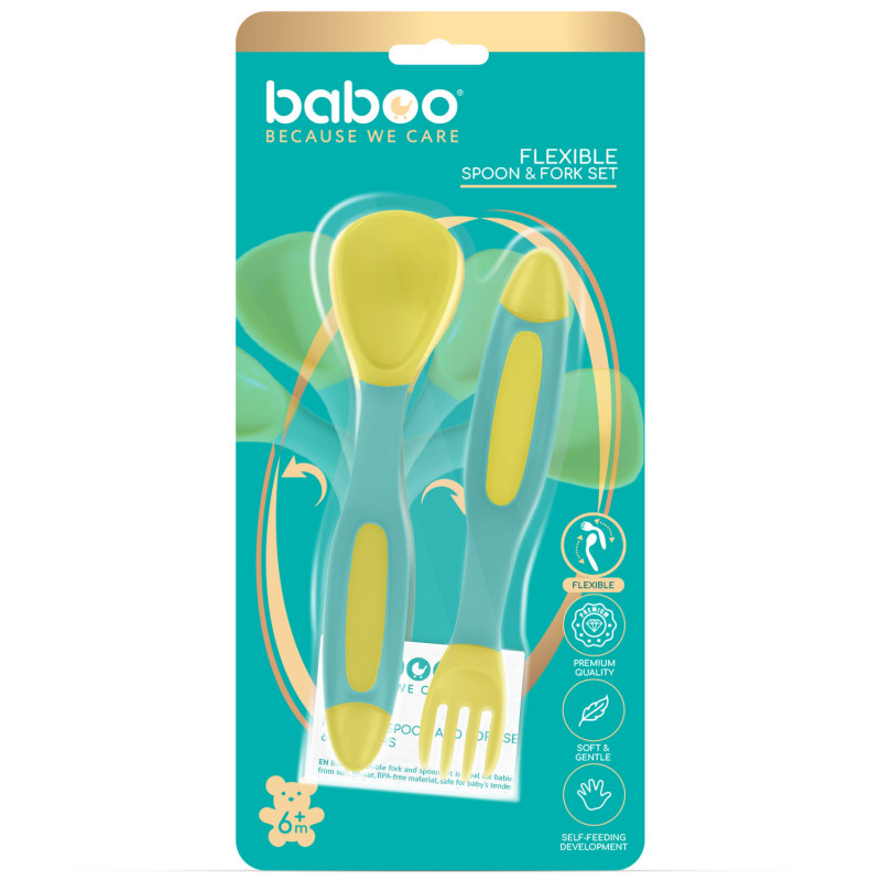 Бабуу FOR KIDS Baboo curved training spoon, Lagoon Fiesta, 6m+