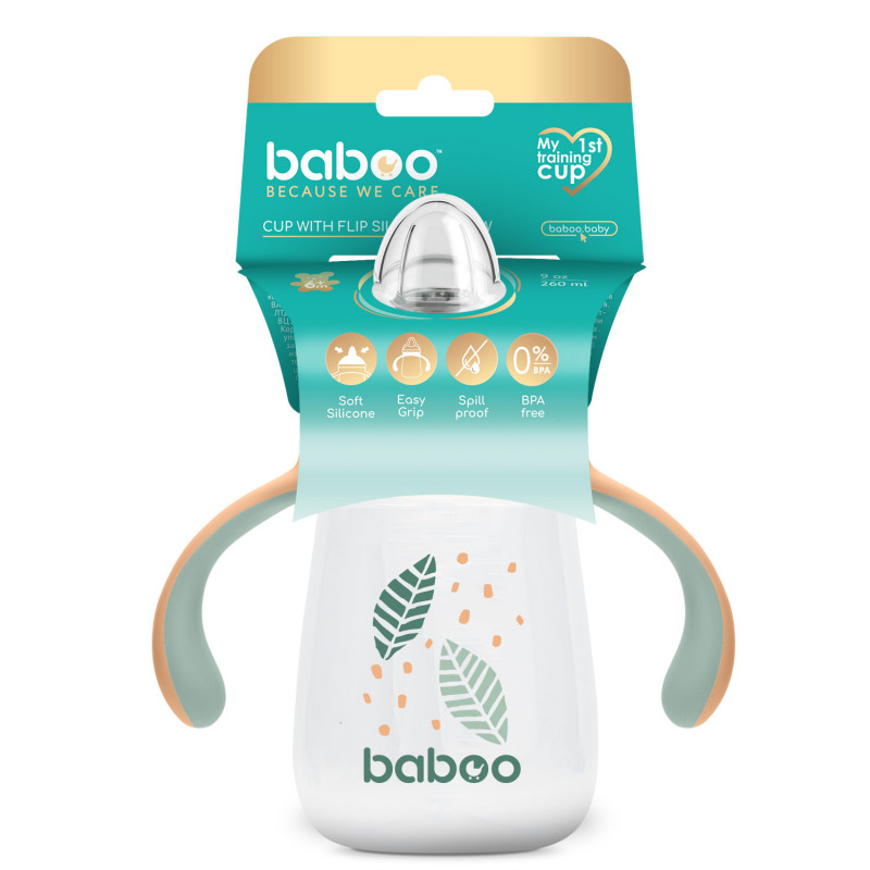 Бабуу FOR KIDS Baboo Cup with silicone spout, green 200ml 6months+
