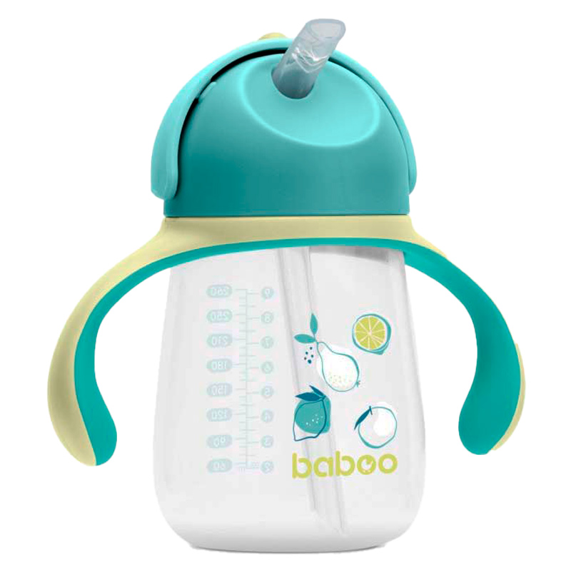 Бабуу FOR KIDS Baboo cup with silicone straw, green 9+ months 260ml
